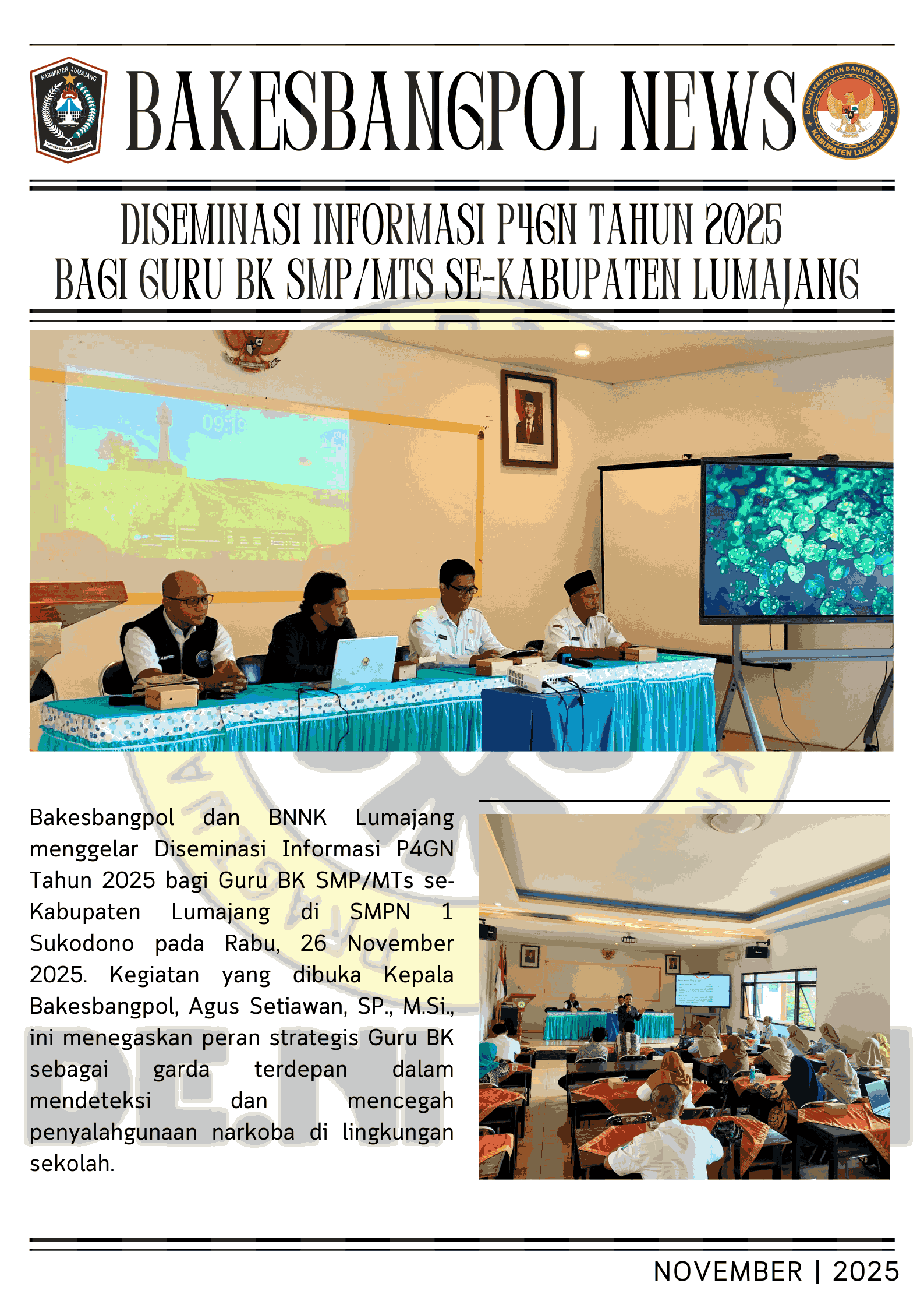 Diseminasi Informasi P4GN Tahun 2025 bagi Guru BK SMP/MTs se-Kabupaten Lumajang