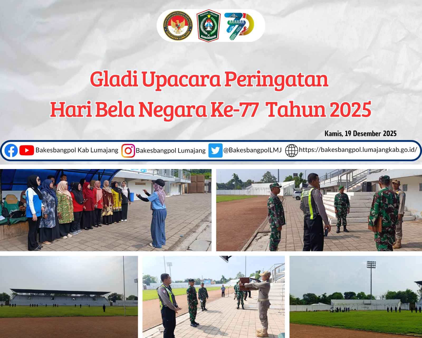 Gladi Upacara Hari Bela Negara ke-77 Digelar di Stadion Semeru Lumajang