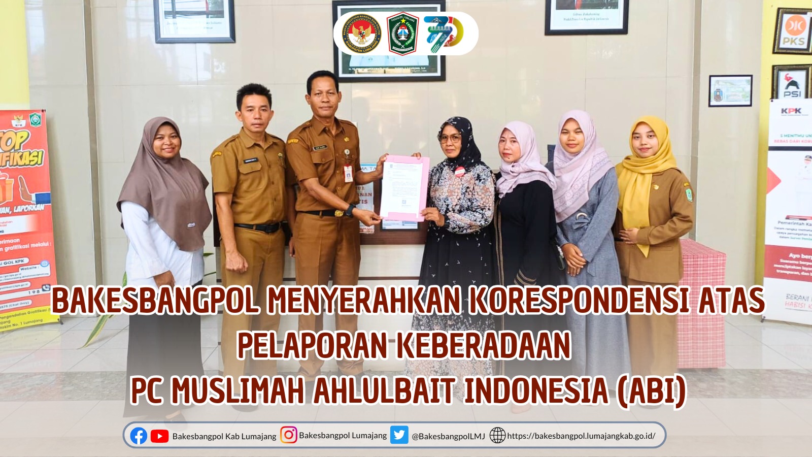 Bakesbangpol Lumajang Serahkan Korespondensi Pelaporan Keberadaan PC Muslimah Ahlulbait Indonesia